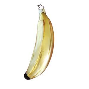 Vintage Inge West Germany Blown Glass Banana Fruit Ornament 4.5” Yellow Santin